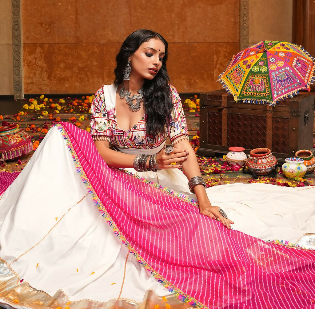 AI Fashion Off White Crepe Designer Navratri Wear Lehenga Choli Collection