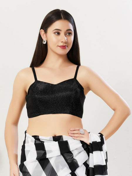 Joban Fashion Women Polyester Black Stitched Blouse