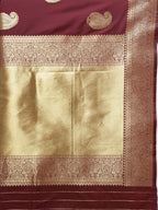 Lorenvalley Fashion Maroon Soft Silk Woven Design Gold Zari Weaving Saree