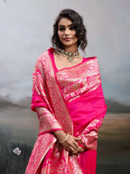 Shree Shyam Fashion Pink Silk Blend Saree - Distacart
