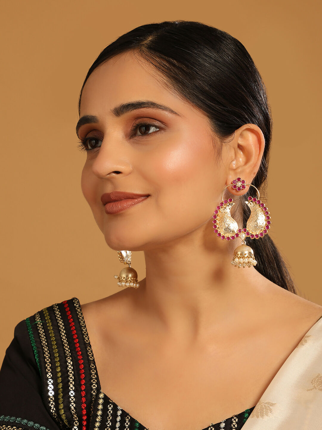 Nuyug 22K Gold Plated Pink Paisley Bloom Earrings - Distacart