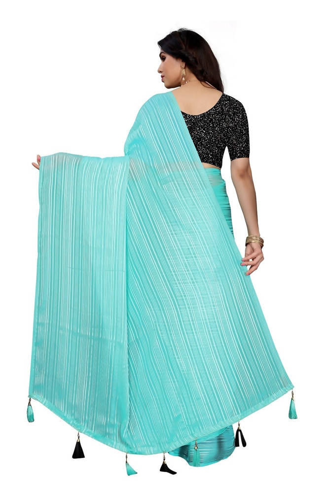 Vamika Sky Blue Georgette Seqence Saree (Riva Sky Blue)