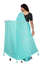 Vamika Sky Blue Georgette Seqence Saree (Riva Sky Blue)