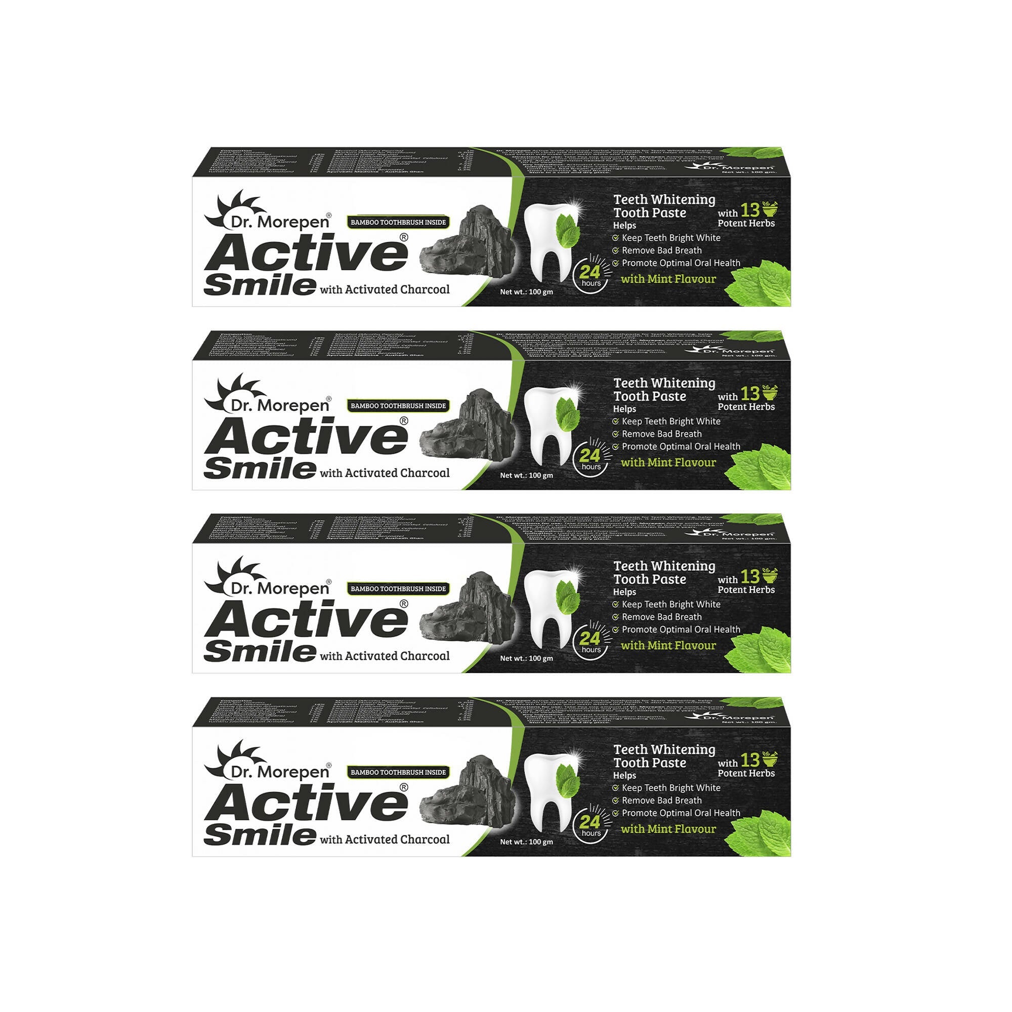Dr. Morepen Active Smile Charcoal Toothpaste for Teeth Whitening & Bad Breath Removal