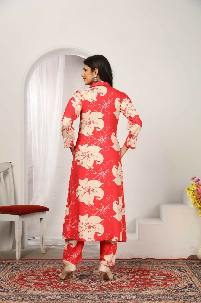Jyoti Fashion Women's Pink Rayon Floral Print with Side Pocket Kurtis & Sets