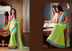 Vamika Light Green Designer Georgette Embroidery Saree