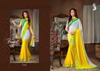 Vamika White & Yellow Designer Georgette Embroidery Saree