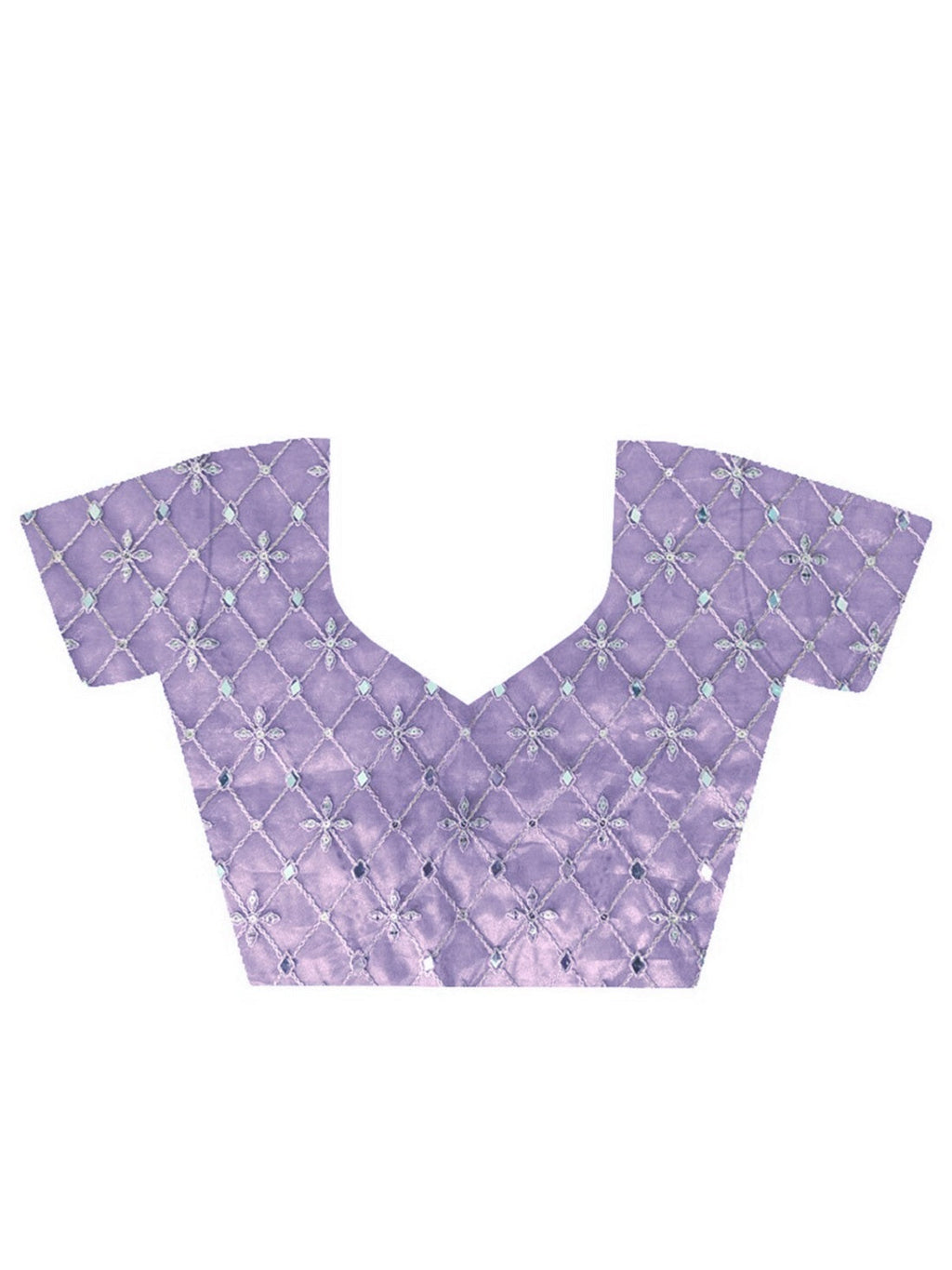 Teeya Creation Lavender Color Silver Tissue Silk Embroidery And Mirror Work Saree