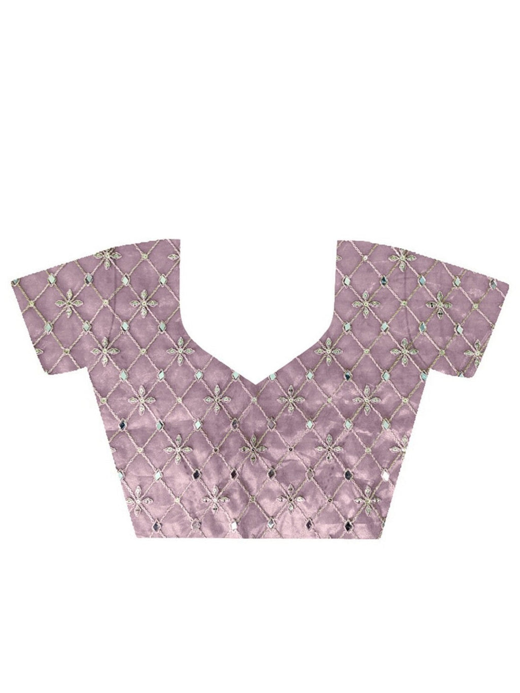 Teeya Creation Lavender Color Silver Tissue Silk Embroidery And Mirror Work Saree