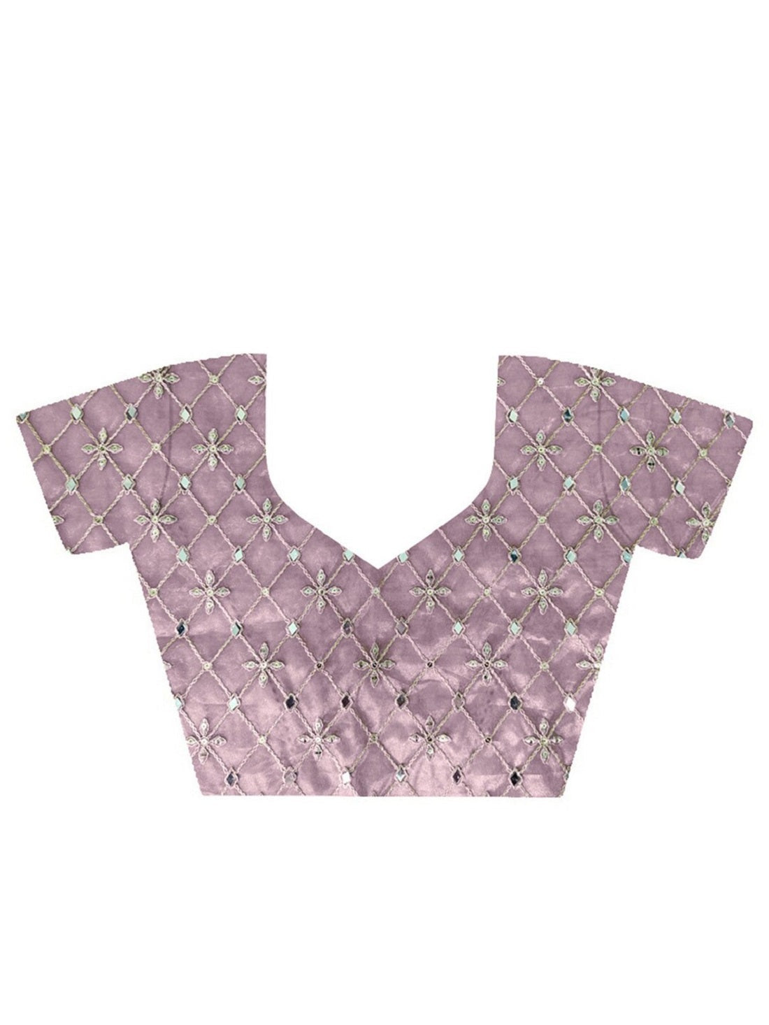Teeya Creation Lavender Color Silver Tissue Silk Embroidery And Mirror Work Saree
