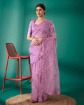 Teeya Creation Pink Color Organza Silk Heavy Sequence And Embroidery Work Saree