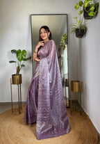 Teeya Creation Lavender Color Zimichhu Silk Heavy Sequence embroidery Work Saree