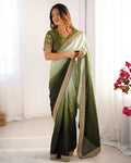 Teeya Creation Multi Color Chinnon Silk Embroidery Work Saree