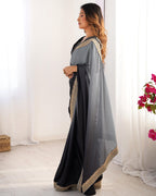Teeya Creation Multi Color Chinnon Silk Embroidery Work Saree