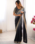 Teeya Creation Multi Color Chinnon Silk Embroidery Work Saree