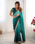Teeya Creation Multi Color Chinnon Silk Embroidery Work Saree