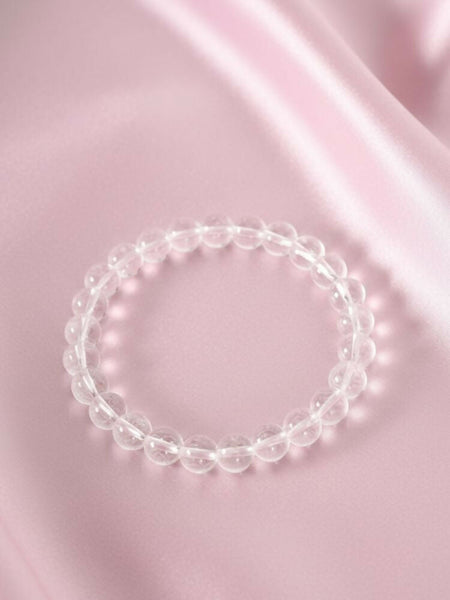 NVR White Crystal Beaded Bracelet for Men & Women