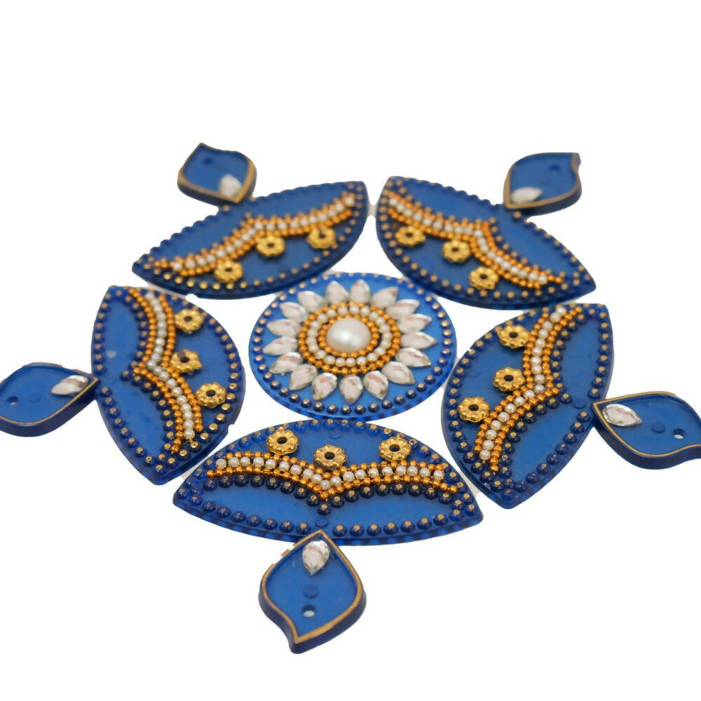 Kundan HandiKrafts Diya Rangoli Blue (Baby)
