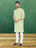 Even Apparels Men's Pure Cotton Green Kurta