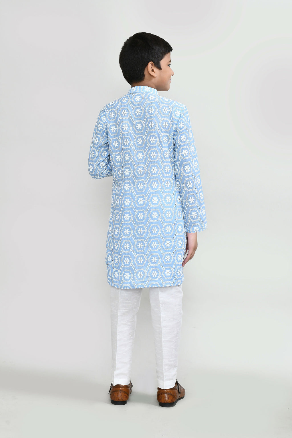 Joban Fashion Cotton Sky blue Kurta With Straight Fit Pant