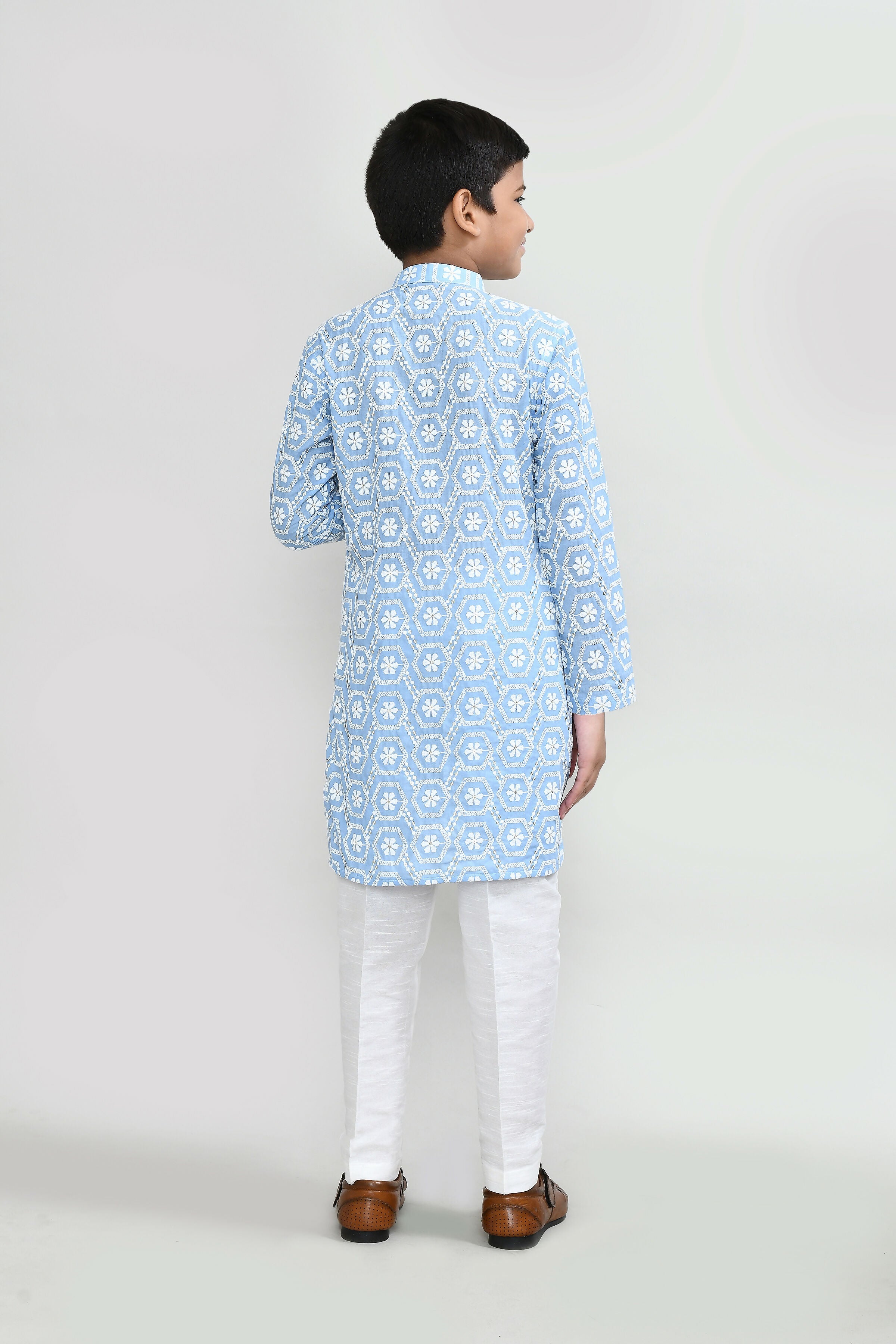 Joban Fashion Cotton Sky blue Kurta With Straight Fit Pant