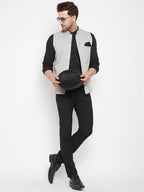 Even Apparels Grey Merino Men Woven Nehru Jacket BF681 - Distacart