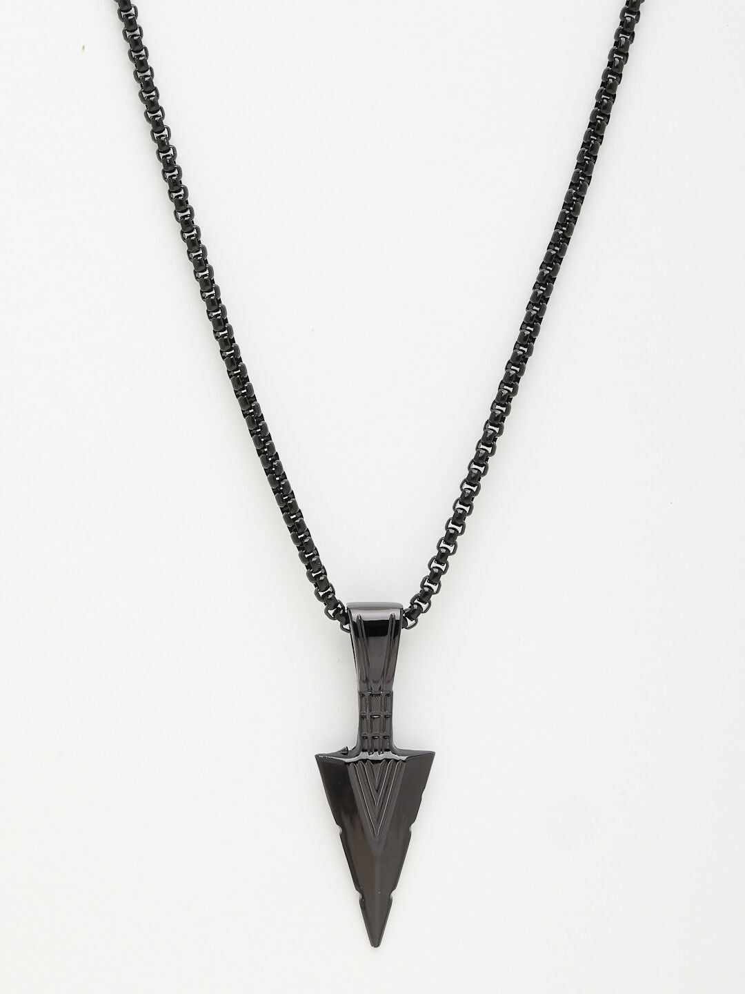 NVR Men's Black Rhodium-Plated Arrow-Shaped Pendant With Chain