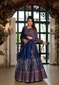 Women's Wedding Traditional Blue Dull Satin Lehenga Choli - Kaushlya