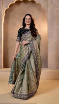 Joban Fashion Mehndi Soft Mocha Silk Party Wear Sarees - Distacart