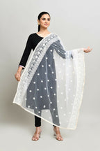 Joban Fashion White Cotton Embroidery Work Pakistani Karanchi Dupatta