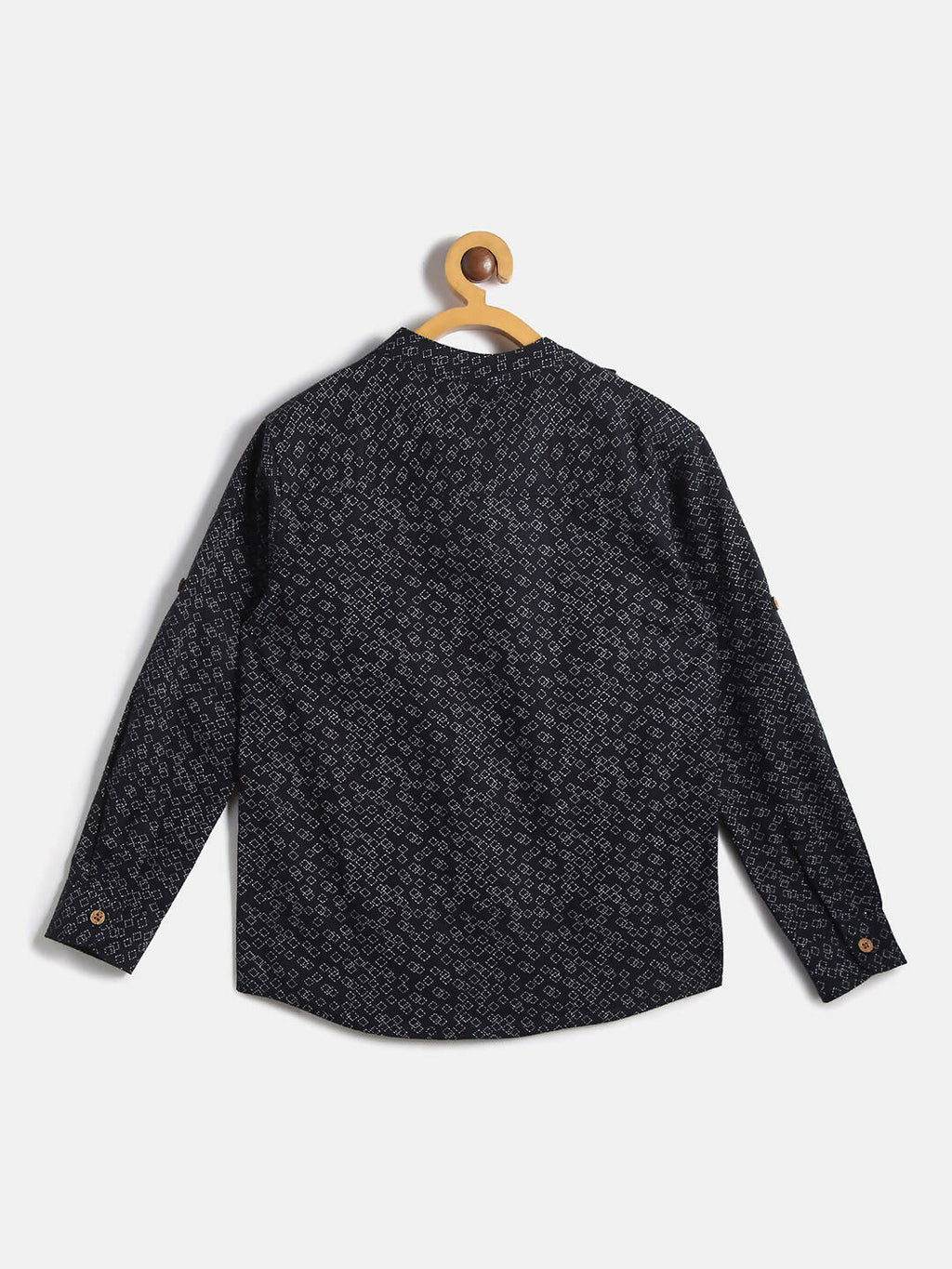 Manet Ethnic Full Sleeves Triangel Printed Shirt - Black