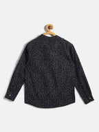 Manet Ethnic Full Sleeves Triangel Printed Shirt - Black