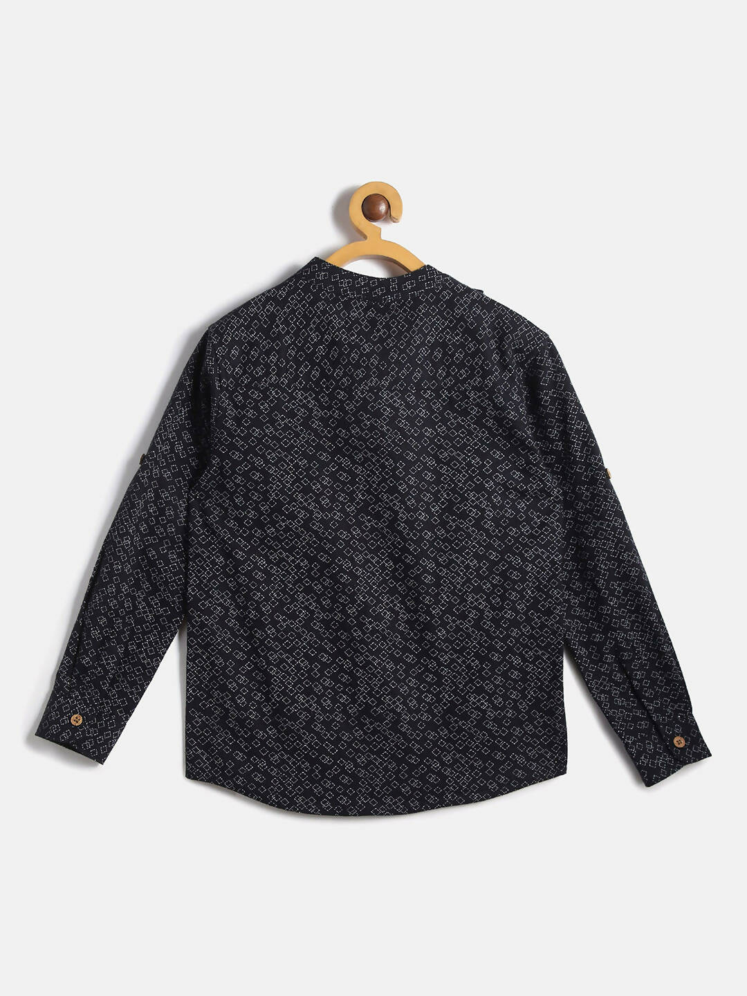 Manet Ethnic Full Sleeves Triangel Printed Shirt - Black