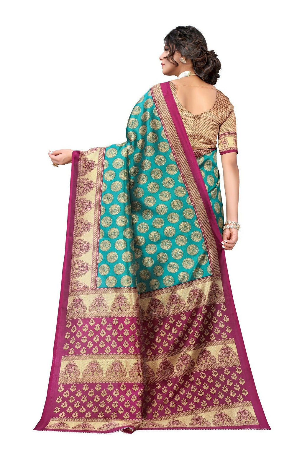 Vamika Rama Green Printed Art Silk Saree
