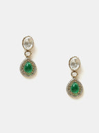 Ruby Raang Green Stone Kundan Work Necklace And Matching Earrings