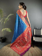 Joban Fashion Blue Intricate Motifs Soft Silk Banarasi Saree