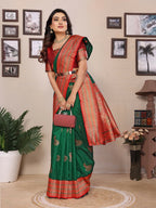 Joban Fashion Banarasi Green Small Butti Soft Silk Saree - Distacart