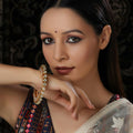 Kundan and Pearl Studded Bangle (Gold) - Ruby Raang - Distacart