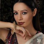Kundan and Pearl Studded Bangle (Gold) - Ruby Raang - Distacart