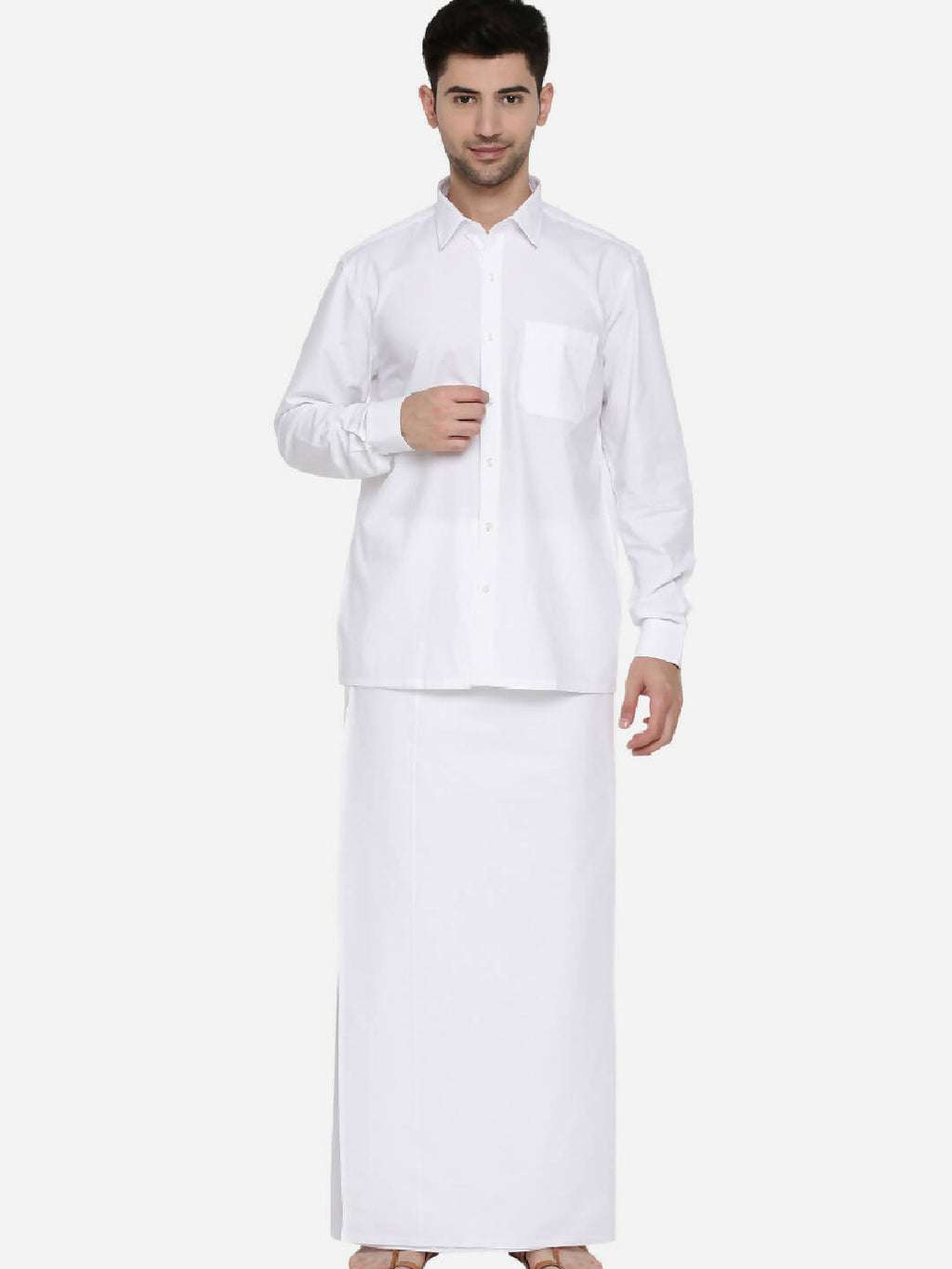 Ramraj Cotton Mens Full Sleeve Formal Poly Cotton White Shirt