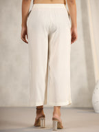 Juniper Women's Ivory Stripped Modal Rayon Women Pants With Single Side Pockets & Drawstring