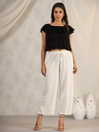 Juniper Women's Ivory Stripped Modal Rayon Women Pants With Single Side Pockets & Drawstring