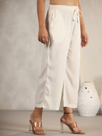 Juniper Women's Ivory Stripped Modal Rayon Women Pants With Single Side Pockets & Drawstring