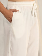 Juniper Women's Ivory Stripped Modal Rayon Women Pants With Single Side Pockets & Drawstring
