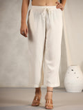 Juniper Women's Ivory Stripped Modal Rayon Women Pants With Single Side Pockets & Drawstring