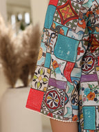 Juniper Women's The Digitopia Multi-Coloured Rayon Printed High-Low Tunic