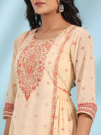Juniper Women's Festive Ivory Ethnic Motif Printed Tiered Dress With Sequins & Beadwork - Distacart
