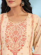 Juniper Women's Festive Ivory Ethnic Motif Printed Tiered Dress With Sequins & Beadwork - Distacart