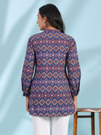 Juniper Women's The Crafted Geometrics Blue Geometric Printed Rayon Tunic