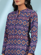 Juniper Women's The Crafted Geometrics Blue Geometric Printed Rayon Tunic